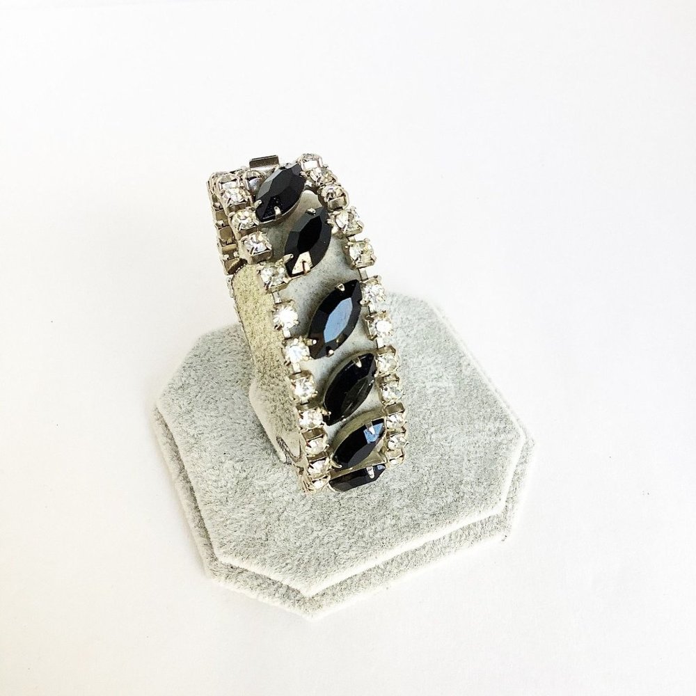 black clear rhinestones bracelet art deco style bridal glamorous formal jewelry